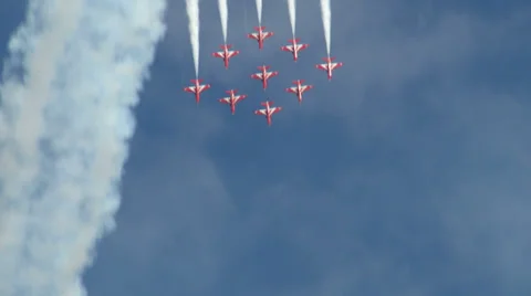 Red Arrows jet formation nosedive 10998 Stock Footage 25002774