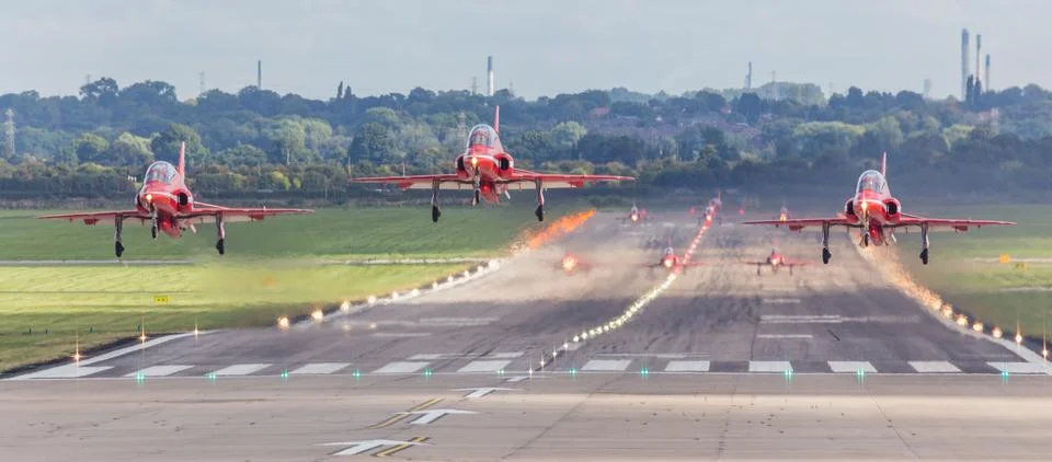 Red Arrows launching Stock Photos