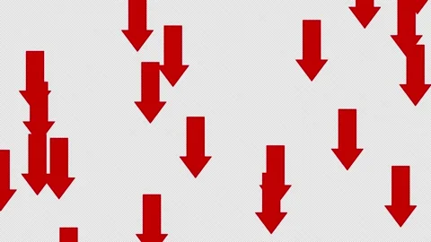 Red arrows moving down. 스톡 동영상 221640577