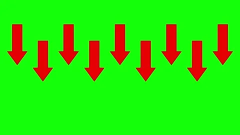 Red arrows moving down side direction animation on green screen background Video stock 315737708