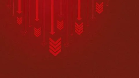 Red arrows point downward in a simple design on a dark background at a graphic Stockillustratie