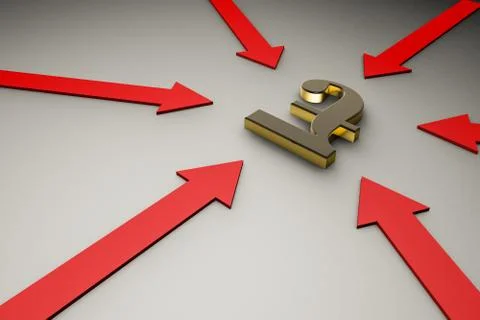 Red arrows point to pound Stock Illustration