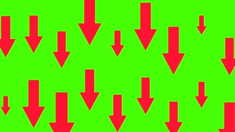Red arrows pointing downward, background chromakey, green screen. Stock Footage 333626892