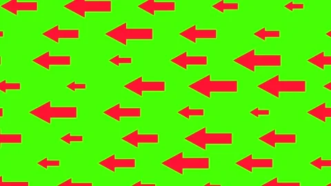 Red arrows pointing to the left, background chromakey, green screen. Stock Footage 333626902