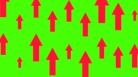 Red arrows pointing upward, background chromakey, green screen. Stock Footage 333626891