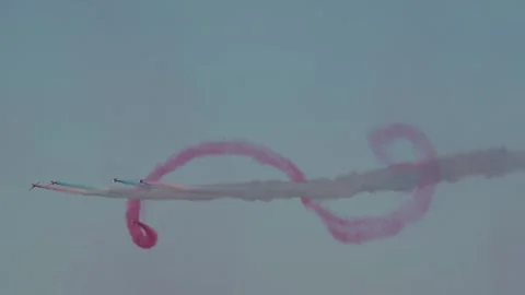 RED ARROWS, Royal Air Force Aerobatic Team, AirShow, Devon, England Stock Footage 242883559