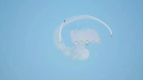 RED ARROWS, Royal Air Force Aerobatic Team, AirShow, Devon, England Stock Footage 243045999