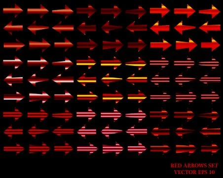 Red Arrows Set. Vector. EPS 10. Stock Illustration
