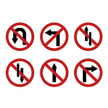 Red Arrows Showing Road Traffic. Prohibitory Road Signs. Vector Icons. No U.. Stock-Illustration
