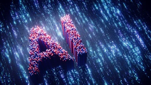 Red artificial intelligence AI letters on flowing data loop. Stock Footage 347809500