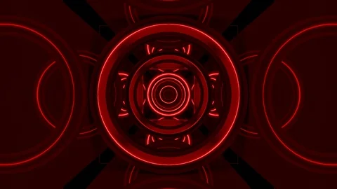 Red artistic bright abstract geometric circle background tunnel Video stock 108579618
