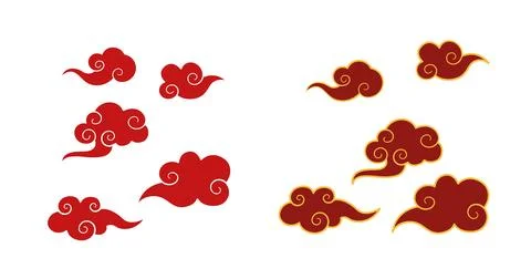 Red asian auspicious clouds decorations vector asset Stock Illustration