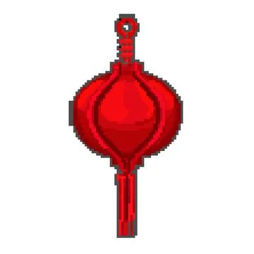 Red asian lantern pixel art vector illustration 스톡 일러스트
