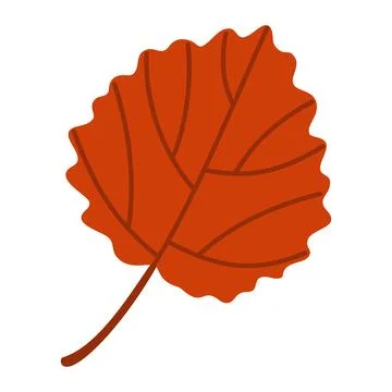 Red Aspen Leaf Isolated Vector Element Flat Style Icon Stock Illustration