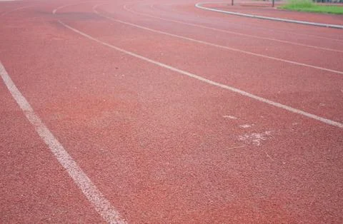Red asphalt for runners. Foto stock