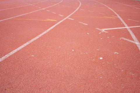 Red asphalt for runners. Stock Photos