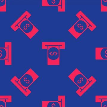 Red ATM - Automated teller machine and money icon isolated seamless pattern.. Stockillustratie