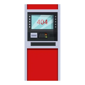Red atm machine showing error 404 not found on screen イラスト素材
