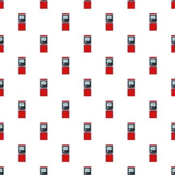 Red atm machines seamless pattern for banking services Stock Illustration