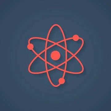 Red atom icon with shadow Stock Illustration
