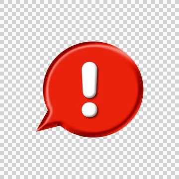 Red Attention Exclamation Mark Speech Bubble 3D Icon PNG Stock Illustration