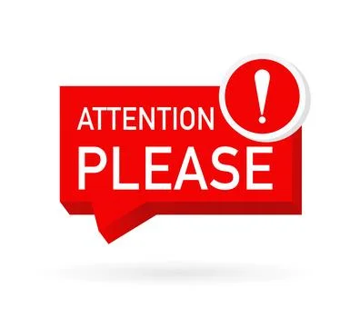 Red attention please. Flat icon with red attention please for banner design Stock Illustration