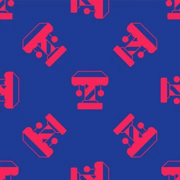 Red Attraction carousel icon isolated seamless pattern on blue background Stock Illustration
