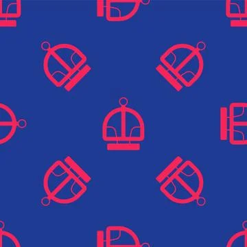 Red Attraction carousel icon isolated seamless pattern on blue background Stock Illustration