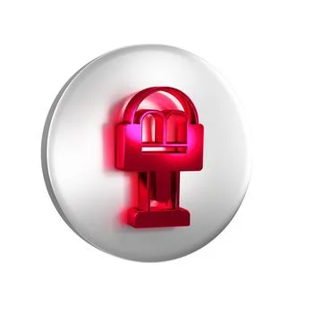Red Attraction carousel icon isolated on transparent background. Amusement .. Stock Illustration