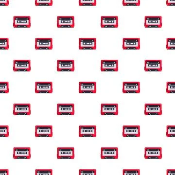 Red audio cassette tape repeating pattern background Stockillustratie