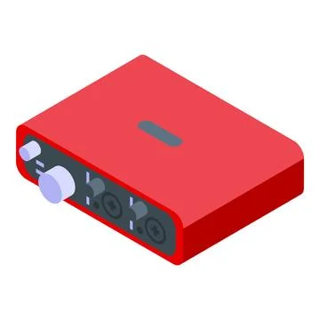 Red audio interface for professional sound recording and music production Illustrazione stock