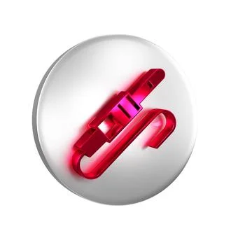 Red Audio jack icon isolated on transparent background. Audio cable for con.. Stock Illustration