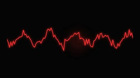 Red audio waveform pulsating and moving dynamically Video stock 345693157