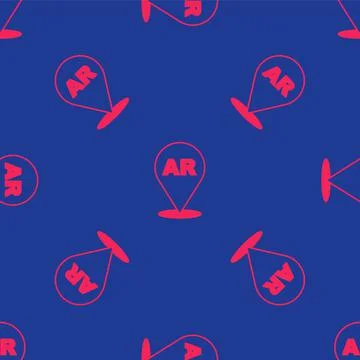 Red Augmented reality AR icon isolated seamless pattern on blue background Stock Illustration