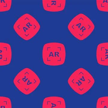 Red Augmented reality AR icon isolated seamless pattern on blue background イラスト素材