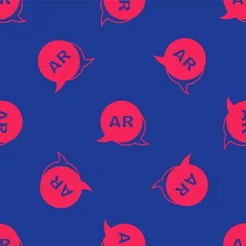 Red Augmented reality AR icon isolated seamless pattern on blue background... イラスト素材