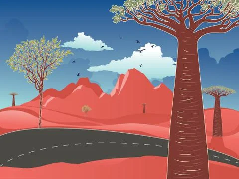 Red Australian desert Stock Illustration