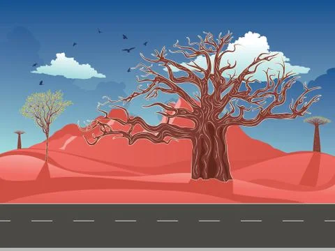 Red Australian desert Stock Illustration