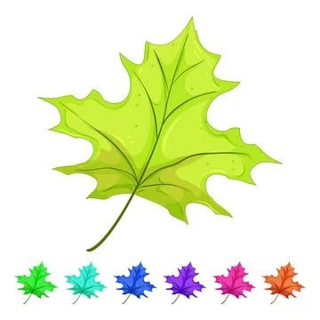 Red autumn leaf cartoon vector graphic Illustrazione stock