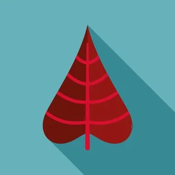 Red autumn leaf flat design icon creating shadow Illustrazione stock