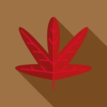 Red autumn leaf flat design long shadow Illustrazione stock