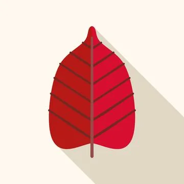 Red autumn leaf flat design icon with shadow Stock Illustration