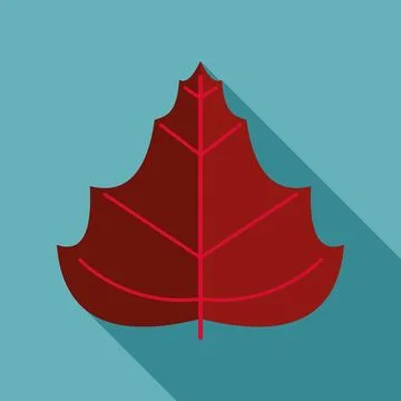Red autumn leaf flat design icon illustration Stock Illustration