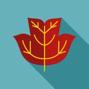 Red autumn leaf flat design icon Stock Illustration