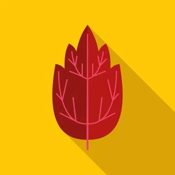 Red autumn leaf flat design long shadow 스톡 일러스트