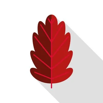 Red autumn leaf flat design icon illustration Stock Illustration
