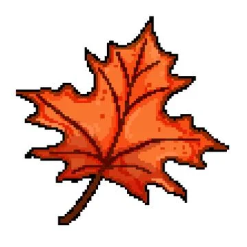Red autumn leaf pixel art vector illustration Stock Illustration