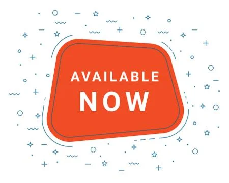 Red Available Now Speech Bubble. Loudspeaker. Illustrations For Promotion Stock Illustration