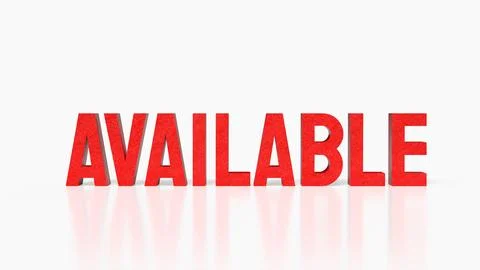 Red Available Text On Clean Minimal Background 3d render. 스톡 일러스트