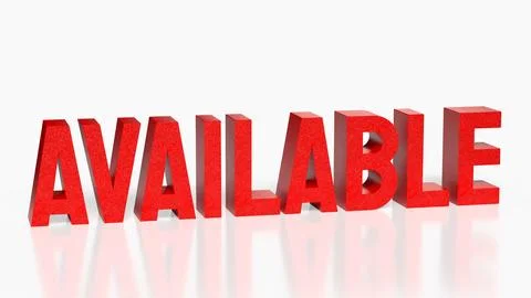 Red Available Text On Clean Minimal Background 3d render. Stock Illustration